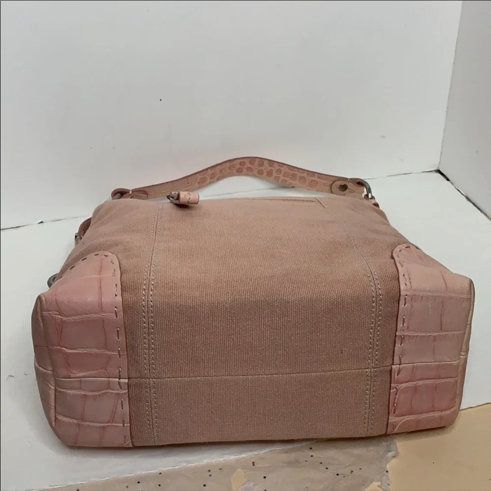 Donald J Pilner canvas and leather hobo